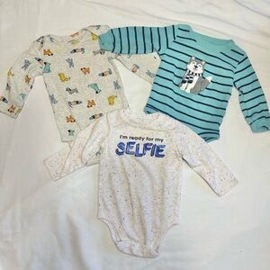 Carters & Garanimals | Bundle of 3 Long Sleeve Onesie Bodysuits | Size 6 Mths